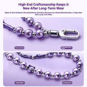 רצועת טלפון קצרה נגד אובדן עם חרוזי פנינה, רצועת יד עם תליון מתכתי לעיצוב טלפון סלולרי - Product Image 5