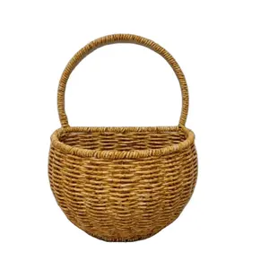 Chinese creative modern style pure hand-woven rattan wall hanging a variety of specifications of small hanging basket