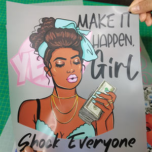 ビッグサイズブラッククイーンアフロガールパッチ上の熱鉄DTFフィルム印刷6月10日熱伝達デザインを押す準備ができて - Product Image 2