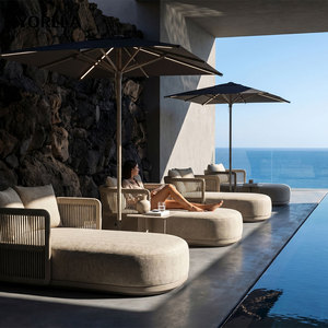 Tumbona Moderna <span class=keywords><strong>de</strong></span> Lujo Tejida con Cuerda para Exteriores, Cama Solar Tapizada para Jardín, Patio, Sofá para Hotel junto a la Piscina - Product Image 2