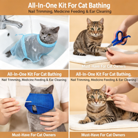 Kit de toilettage et de nettoyage pour animaux de compagnie populaire, muselière fonctionnelle pour chat, outils de toilettage, sac de lavage pour chat, coupe-ongles pour animaux de compagnie