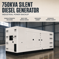 Groupe électrogène diesel industriel CRYOMAX, armoire de commande, refroidissement par eau, démarrage électrique 12V/24V DC, modèle DS pour usage commercial