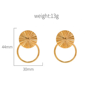 French Style Metallic Lotus Leaf Drop Earrings Gold Geometric Plant Design Fashion Jewelry - Product Image 4