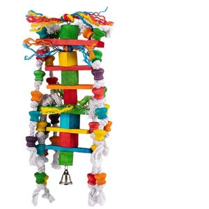Durable respetuoso con el medio ambiente de lujo pájaro masticar juguetes coloridos Jaula de madera colgante columpio cuentas fomenta el comportamiento juguetón loros cacatúa - Product Image 1