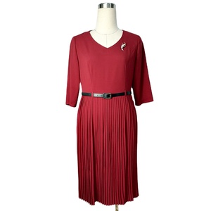 Chiffon Polyester <b>Plus</b> <b>Size</b> Pleated Dresses With Adjustable <b>Belt</b> - Product Image 2