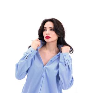 Chemise boutonnée pour femme 7448, popeline rayée romaine, tenue de tous les jours, chemisier simple et tendance - Product Image 1