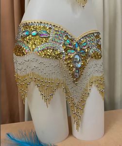 Offre Spéciale Femme perlé Danse Du Ventre Costume D'usure + ceinture 2pc ensemble Dames Danse Du Ventre Costumes de Danse Du Ventre Vêtements - Product Image 5