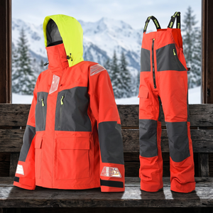 Marine Foul Weather Casual <b>Jacket</b> with Stand Collar <b>and</b> Bib <b>Trousers</b> <b>Waterproof</b> Windproof Breathable Sailing Equipment - Product Image 2