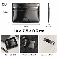 Porte-cartes en cuir noir brillant de qualité supérieure avec plusieurs emplacements pour accessoires professionnels et collections de boutiques en ligne – Portefeuille brillant