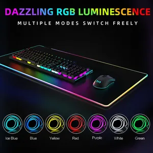 Customizable Size RGB Mouse Pad Gaming Style Rubber Material With Cartoon LED Lights Stomizable Mat In Stock