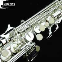 2023 Jingying Music Brass Wind Instruments,Brass Material Overall Silver Plating Classic Soprano Saxophone