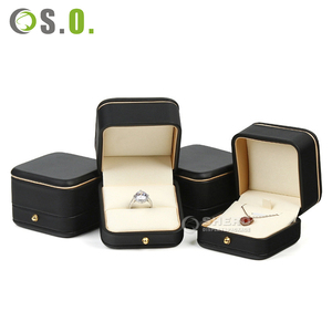 Premium Pu Leather Jewelry <b>Boxes</b> With Round Corner Gold Trim Custom Logo For <b>Rings</b> Necklaces Diamond <b>Rings</b> High-End Jewelry - Product Image 4
