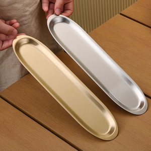 Plateau ovale durable en <span class=keywords><strong>acier</strong></span> inoxydable pour crevettes, boulettes de bœuf, sushis, barbecues, et snacks créatifs – Vaisselle de table pour fondue - Product Image 6