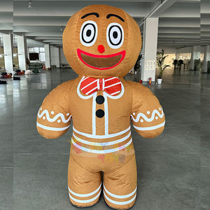Disfraz de Mascota de hombre inflable de pan de jengibre, disfraz de Navidad de piel de felpa, disfraz de dibujos animados, disfraz de Halloween para adultos - Product Image 1