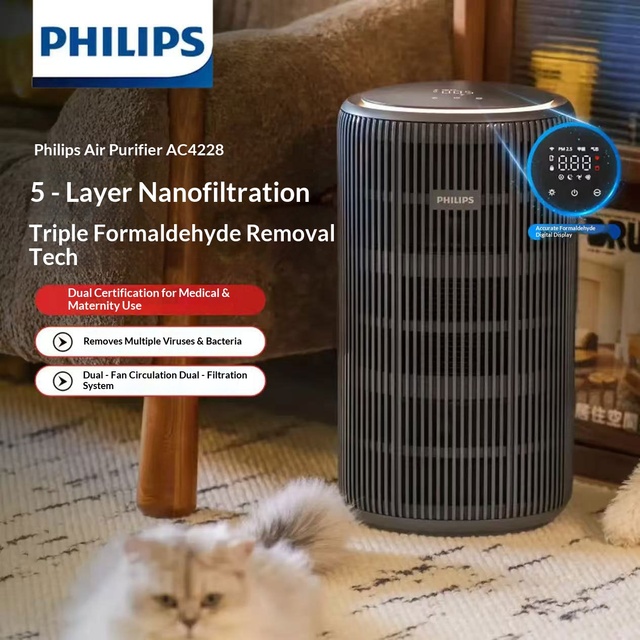 For Air Purifier for Formaldehyde Secondhand Smoke New-Home Odors-Professional-Grade Home Use Model AC4228 HEPA Tech Smart