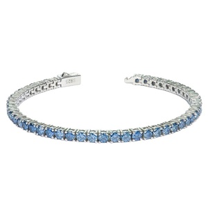 Pulsera de Cadena de Tenis Xingyue Personalizada de Plata de Ley 925 con Moissanita Azul Real de Grado VVS de 3mm-6mm - Product Image 1