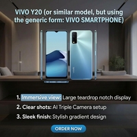 Vente en gros de smartphones Android débloqués Vivo Y20s originaux, écran HD+ de 6,51 pouces, 8 Go + 128 Go, 5000 mAh, charge 18 W, 4G