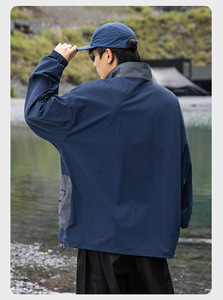 Automne nouveau Style demi-fermeture éclair <span class=keywords><strong>Anorak</strong></span> vestes hommes femmes décontracté Sports de plein air vestes Nylon extensible hommes coupe-vent vestes - Product Image 5