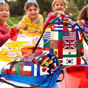 Custom International Flag <b>Drawstring</b> <b>Bags</b> Party Favor Birthday Gift <b>Bags</b> for <b>Kids</b> Snack Candy Storage Polyester Waterproof - Product Image 3