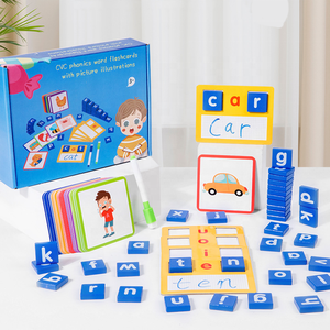 Cube de 52 mots en bois avec stylo pour enfant, jeu cognitif coloré et amusant, <span class=keywords><strong>alphabet</strong></span> 2 faces, jeu de cartes avec stylo, CPC CE - Product Image 3