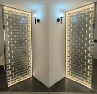 Blocs de verre de cristal 190*190*80MM avec motif de courbe verre DIAMANT creux épais pour salle de bain décoration d'hôtel verre décoratif