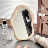 Miroir de maquillage de table pliable en plastique, style Ins, forme nuage irrégulière, personnalisé, esthétique crémeuse