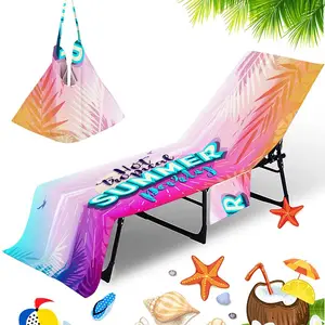 Fabricantes Fornecer Diretamente Lemon Summer Beach Chair Cover Toalha Reclinável Bag Praia Toalha Cadeira Capa Com Saco