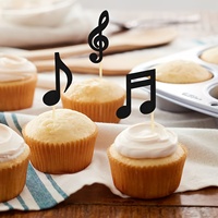 Musiknoten Cupcake Topper Schwarze Glänzende Musiksymbole Cupcake Rock-Konzert-Thema Hochzeitstorten-Dekoration