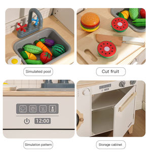 Style nordique bricolage cuisine jouet ensemble bois son et lumière Simulation réfrigérateur pour enfants éducatifs jeux de rôle cuisine jouets - Product Image 6
