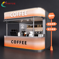 Solution personnalisée tout-en-un : Kiosque à café mobile en acier inoxydable argenté avec panneau lumineux, fenêtre de service et comptoir de point de vente pour café