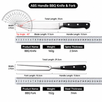 Ensemble de couteau et fourchette à découper, 2 pièces, en acier inoxydable, pour la découpe de viande au barbecue, avec boîte cadeau haut de gamme, manche ergonomique noir, OEM/ODM