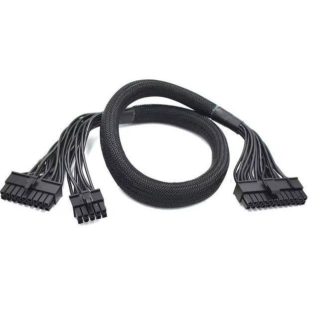 18 Pin+10 Pin to 24 Pin ATX PSU Power Braided Sleeved Modular cable for GIGABYTE P750GM P850GM P1000GM PSU