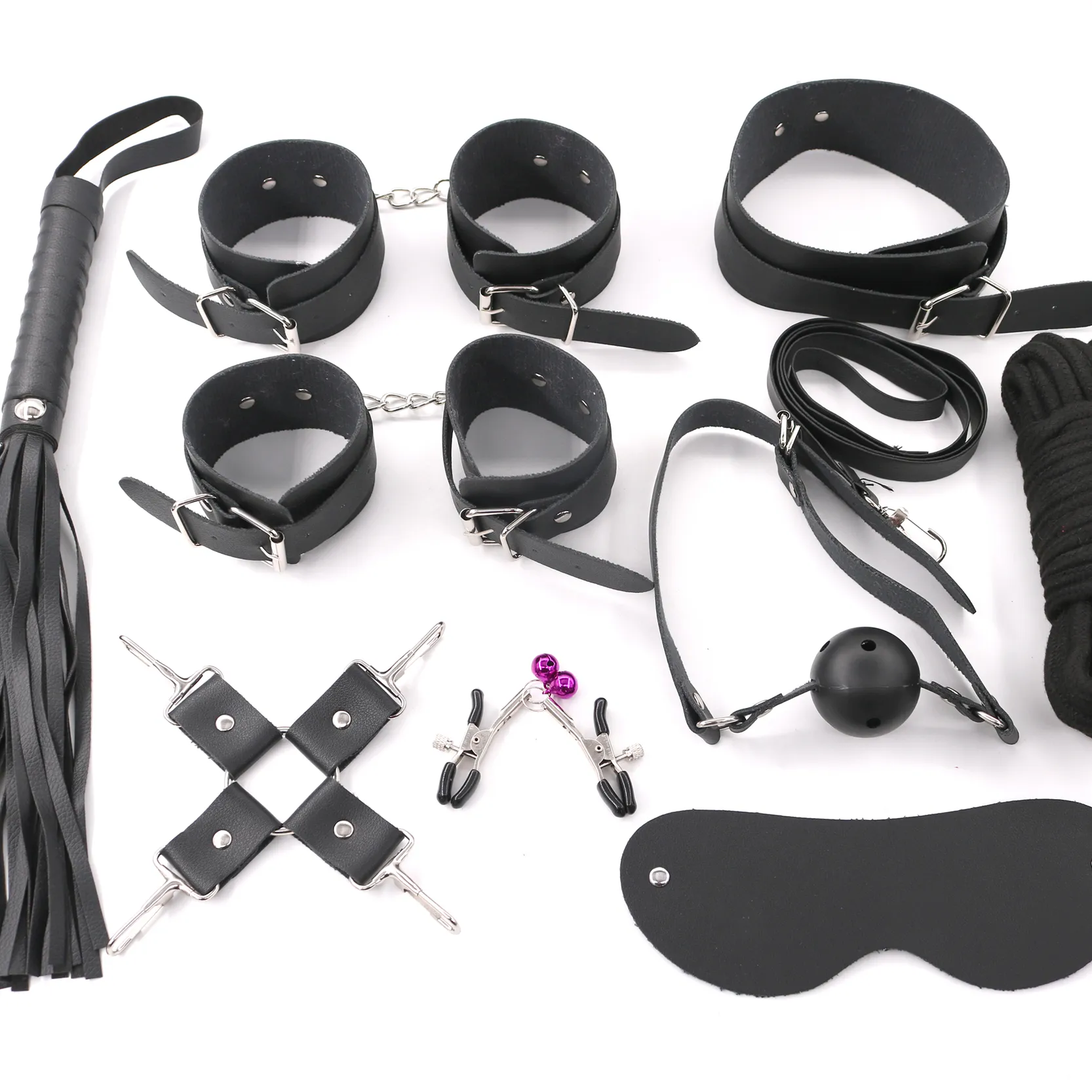 BDSM sex toy bondage costume adulte fouet 5 mètres corde gag bandeau croix boucle cou bande cou bande menottes chaînes mamelon clip