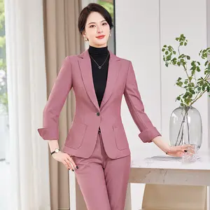 Damen Hose Anzüge Koreanische Formelle Outfits Japanisches Büro Lady Blazer Jacke Arbeits hose Smoking Set Blaue Kleidung Business Anzug