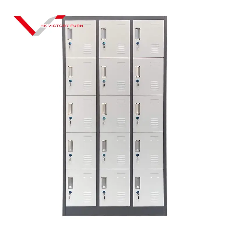 factory Wholesale Price 15 door Steel Locker Cabinet Metal School Storage 15 Door Locker Gym Locker