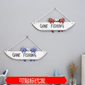Gone Fishing <b>Crab</b> Wall Sign Hanging Decor Ocean Theme Pine Wood Weather Resistant Garden Ornament - Product Image 5