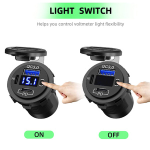 Car Fast Charger Dual USB QC3.0 PD 90W Digital <b>Display</b> 12V With <b>Cables</b> And Mounting Kit - Product Image 4