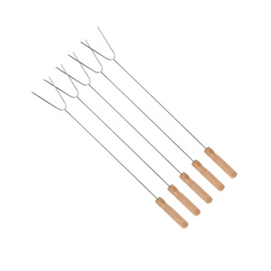 Paquete de 6 Brochetas Dobles Reutilizables de Acero Inoxidable de Alta Calidad con Mango de Madera para Carne, <span class=keywords><strong>Camarones</strong></span>, Verduras, Cocina y Picnic - Product Image 2