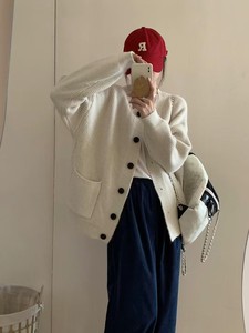 JAC22 D18006 <span class=keywords><strong>Cardigan</strong></span> en tricot uni décontracté pour femme, nouveau pull anti-boulochage - Product Image 6