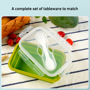 Lonchera de Silicona de 800 ml Apta <span class=keywords><strong>para</strong></span> Microondas y Congelador con Tenedor, Materiales de Grado Alimenticio, Diseño Apilable, Se Aceptan Pedidos de Fabricación Original/Diseño Original - Product Image 2