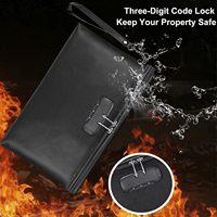 Sac de rangement d'argent étanche OEM Pochette d'affaires noire Sac de notaire portable ignifuge et étanche