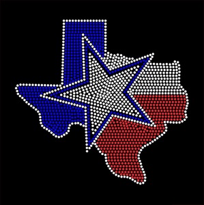 Bling Texas Style bricolage fer à repasser paillettes strass transfert personnalisé Lone Star Design verre Texas Lone Star strass - Product Image 1