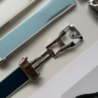 Correa de Reloj de Silicona de Dos Tonos con Hebilla Desplegable para Omega-Swatch Planetary de 20 mm, Correa de Reloj de Goma con Extremo Curvo Resistente al Agua