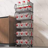 Panier de rangement de cuisine coulissant à 9 niveaux en acier au carbone, étagère de rangement de placard en métal durable de style chinois pour vaisselle et plats