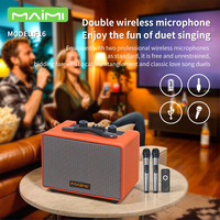 Haut-parleur karaoké portable Bluetooth de 6,5 pouces avec microphone sans fil, 50W, en bois, pour fêtes, compatible avec entrée guitare, TF, USB, AUX