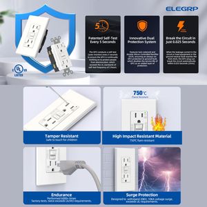 ELEGRP Outdoor 15 20 Amp UL Power Steckdose Elektrische <span class=keywords><strong>Gfci</strong></span> Leistungs schalter Wand steckdosen <span class=keywords><strong>GFCI</strong></span> Steckdose - Product Image 5
