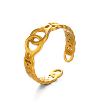 Cincin Baja Tahan Karat Model Garis Silang Sederhana Gaya Eropa dan Amerika untuk Wanita, Hip Hop Personal 18K Emas