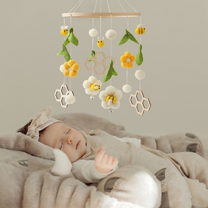 Juguete Educativo <span class=keywords><strong>de</strong></span> Madera para Bebés, Móvil Musical para <span class=keywords><strong>Cuna</strong></span>, Móvil <span class=keywords><strong>de</strong></span> Fieltro para Guardería, Móvil <span class=keywords><strong>de</strong></span> Madera para Cama <span class=keywords><strong>de</strong></span> Bebé, Campana para Recién Nacidos - Product Image 2