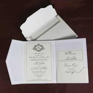 Rangkaian undangan pernikahan saku dapat disesuaikan lipat tiga Set undangan pernikahan sampul keras dengan amplop & RSVP