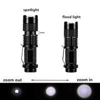 Lampe torche LED tactique Q5 personnalisée haute puissance, étanche IP44, 100 lumens, faisceau zoomable 100 m, alimentée par Sk68 14500/AA